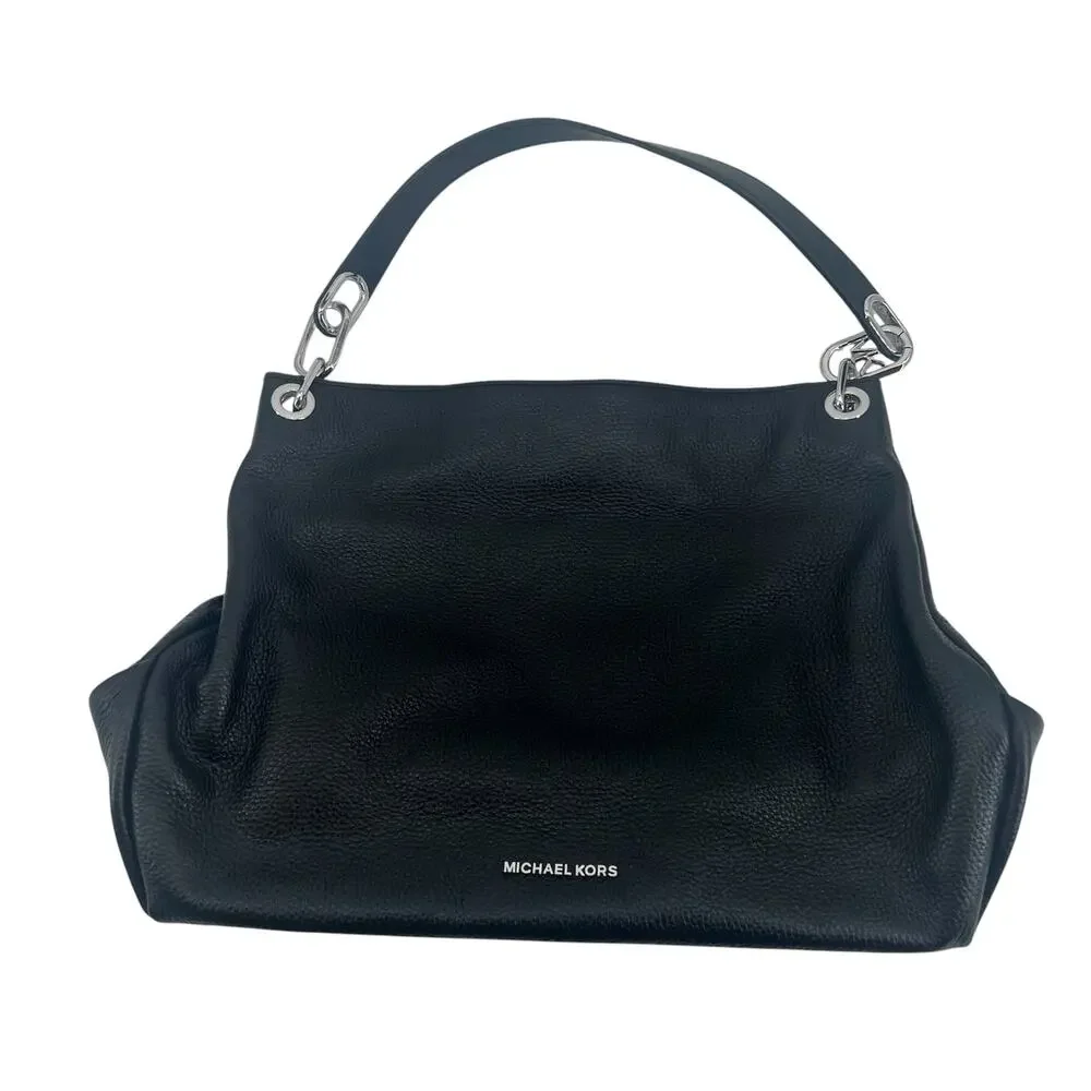 MICHAEL KORS Trisha Large Hobo Shoulder Bag Black 38F1S0TL3L black leather SHW